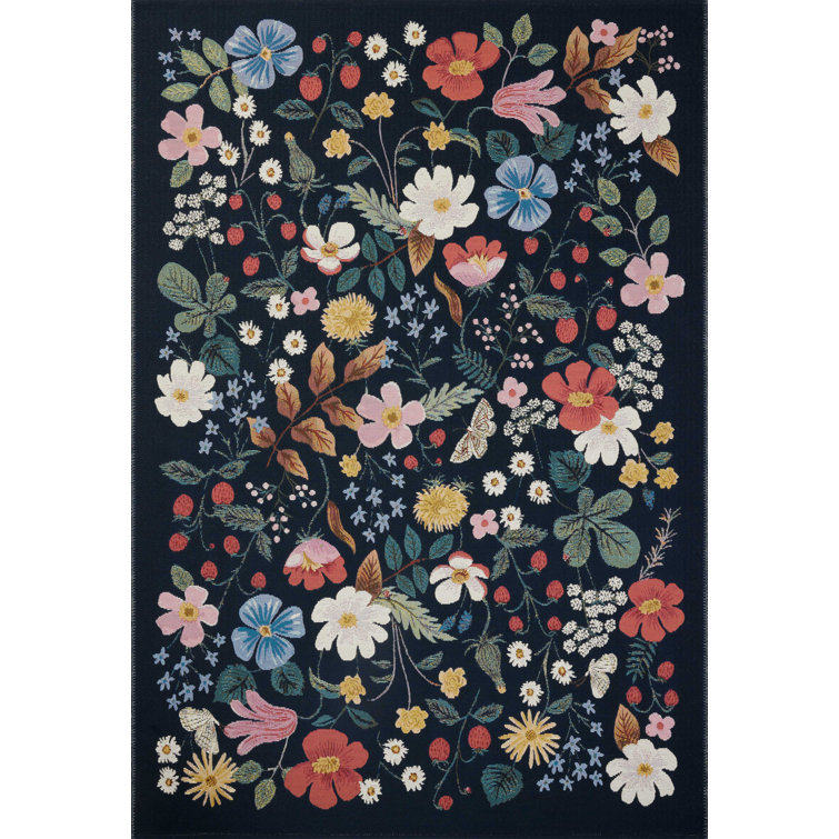Rifle Paper Co. x Loloi Perennial Black Indoor / Outdoor Area Rug